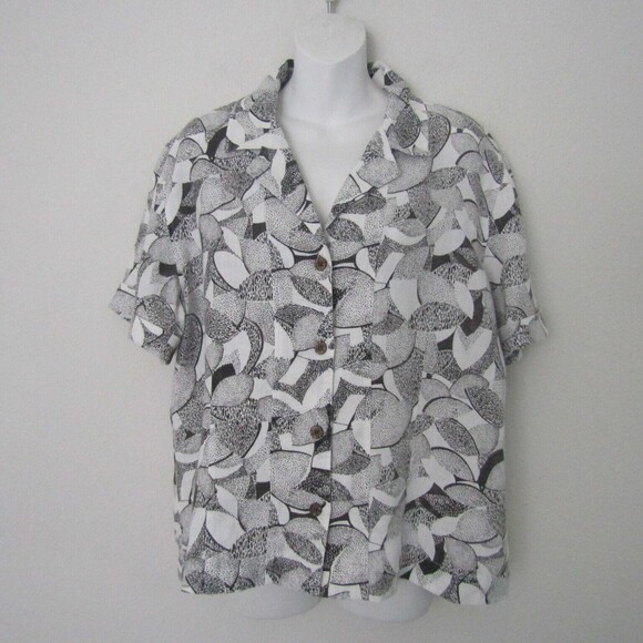 Chico's Vintage Top Large Brown Linen Floral Coastal Grandma Casual Relaxed - Picture 1 of 9